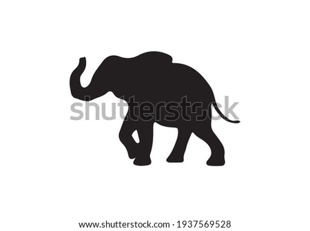Black elephant silhouette. Vector shadow. Laser cutting path