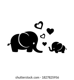 black elephants on white  background, vector illustration