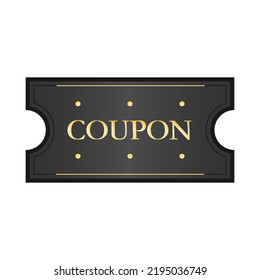 Black elite simple coupon in cartoon flat style isolated on a white background. Vector illustration of Gift Voucher Coupon Sale Discount