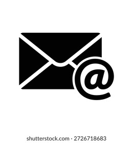 Icono de sobre de correo electrónico negro con un símbolo de arte que representa la comunicación electrónica
