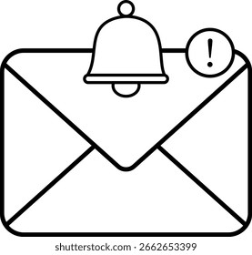 Icono negro del email con la insignia de la notificación