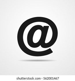 Black e-mail icon on light gray background. E-mail icon in flat design. Vector illustration.