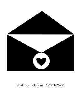 Black email icon. Open envelope pictogram. Mail symbol, email and messaging, email marketing campaign for website design, mobile application, ui. Sending or receiving email concept working process.