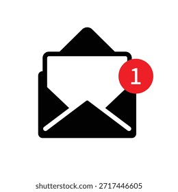 Plantilla de aviso de correo electrónico negro. Diseño gráfico de logotipo de correo electrónico edm moderno, concepto de que tienes correo y bandeja de entrada completa