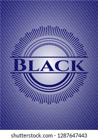 Black emblem with denim texture