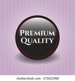 Emblema negro con texto "Calidad premium" dentro