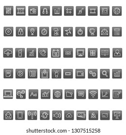 Black Embossed Business icons pack. Total 60 Icons 