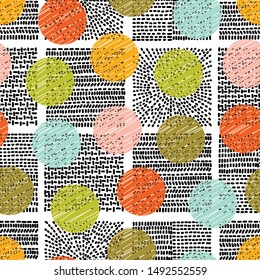 Black embroidery with linear  dashes. Folklore seamless pattern. Can be used in textile industry, paper, background, scrapbooking.