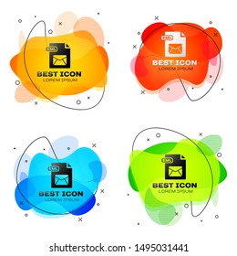 Black EML file document. Download eml button icon isolated on white background. EML file symbol. Set abstract banner with liquid shapes. Vector Illustration