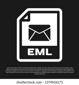 Black EML file document icon. Download eml button icon isolated on black background. EML file symbol. Vector Illustration