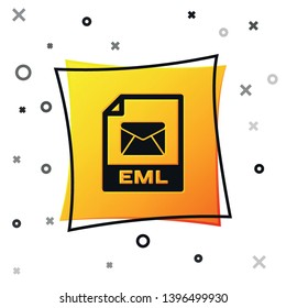 Black EML file document icon. Download eml button icon isolated on white background. EML file symbol. Yellow square button. Vector Illustration