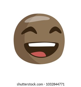 black emoji cheerful. Isolated Vector Illustration. Flat design