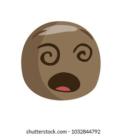 black emoji dizzy. Isolated Vector Illustration. Flat design