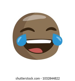 black emoji laughing. Isolated Vector Illustration. Flat design