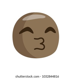 black emoji throwing a kiss. Isolated Vector Illustration. Flat design