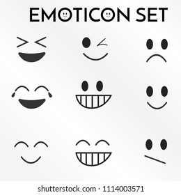 Black emoticon set white background
