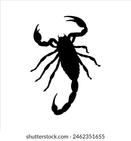 Black emperor scorpion silhouette isolated on white background. Scorpion icon vector illustration design.