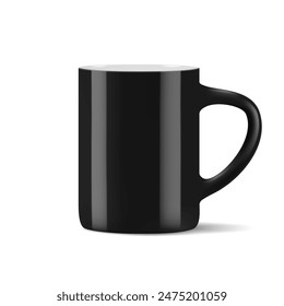 Black empty coffee mug template, isolated on white background. 