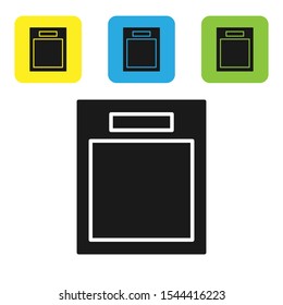 Black Empty form icon isolated on white background. File icon. Checklist icon. Business concept. Set of colorful square icon buttons. Vector Illustration