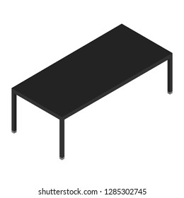 Black empty office desk table isolated on white background.