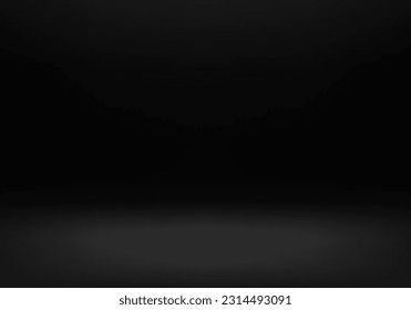 Black empty room studio gradient used for background and display your products. Graphic art design. Product presentation backdrop. Vector illustration.