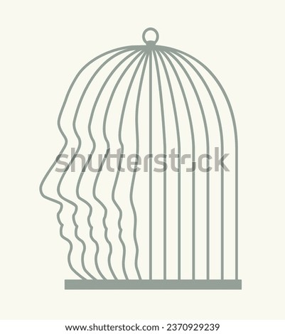 Black empty sad self anxiety stress abuse phobia depend addict male worker profile wed inside logo icon idea line draw vector graphic art. Closed alone old female web ill slave victim care job justice