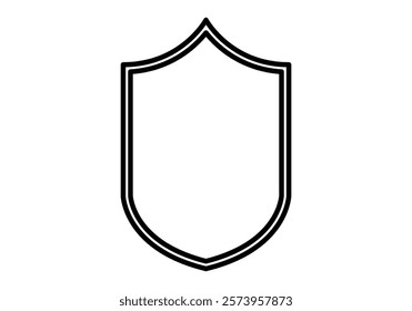 Black empty shield icon on white background