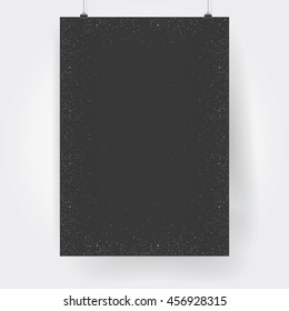 Black Empty Square Poster Card On Gray Background. A4 Size. Letterhead, Paper, Fold, Sheet, Blank, Empty Document,  Vector eps-10.