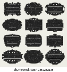 Black Empty Stamp. Frames. Grunge Design. Icon Art Vector. Old Style Frames.