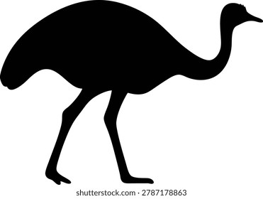 Black emu silhouette vector flat illustration design