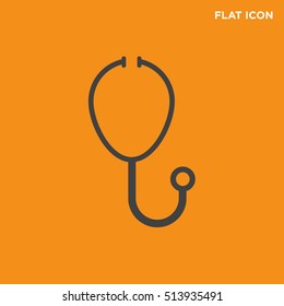 Black Endoscope Vector Icon On Orange Background