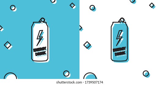 Black Energy drink icon isolated on blue and white background. Random dynamic shapes. Vector Illustration
