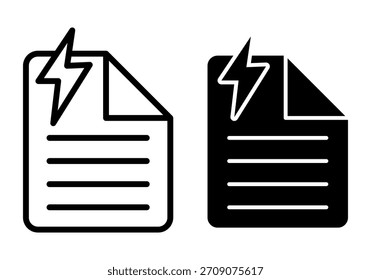 Paquete de iconos de archivos de energía negro adecuado para informes de energía, datos de energía y sistemas de archivos ambientales.