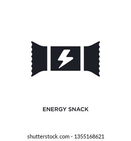 black energy snack isolated vector icon. simple element illustration from gym and fitness concept vector icons. energy snack editable logo symbol design on white background. can be use for web and