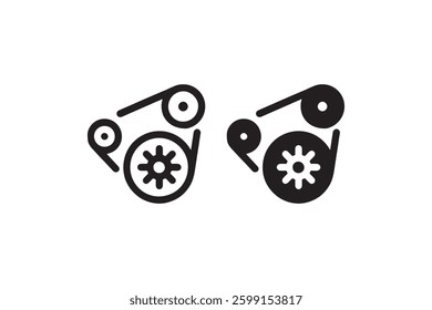 Black engine belt icon set isolated Vector