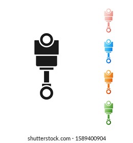 Black Engine piston icon isolated on white background. Car engine piston sign. Set icons colorful. Vector Illustration