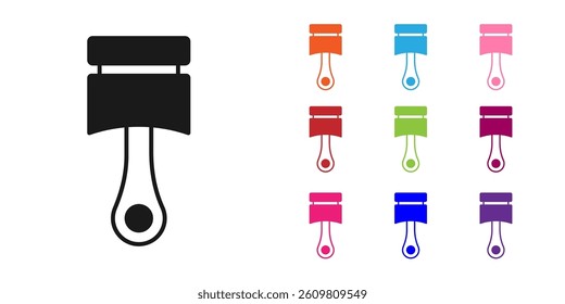 Black Engine piston icon isolated on white background. Car engine piston sign. Set icons colorful. Vector