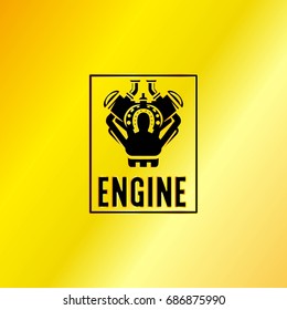 Black Engine Power Emblem with Golden Background, Vector, Illustration, EPS File