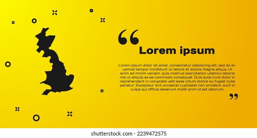 Black England map icon isolated on yellow background.  Vector