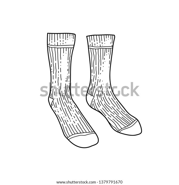 Black Engraved Textile Socks Drawing Man Stock Vector (Royalty Free ...