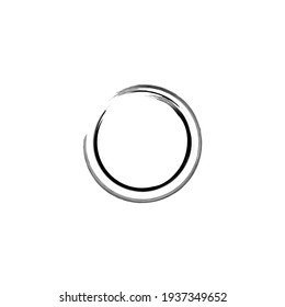 Black enso symbol vector illustration.Stroke Round Shape.Original Freestyle Ring. Hand Painted Brush Stroke Circle.Chinese Oriental Circle. Enso sign isolated on white.