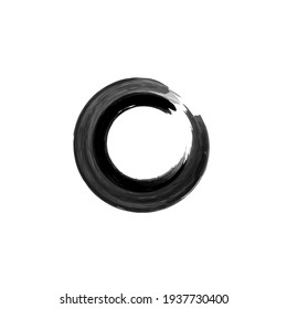 Black enso symbol vector illustration.Stroke Round Shape.Original Freestyle Ring. Hand Painted Brush Stroke Circle.Chinese Oriental Circle. Enso sign isolated on white.