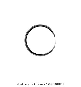 Black enso symbol vector illustration.Stroke Round Shape.Original Freestyle Ring. Hand Painted Brush Stroke Circle.Chinese Oriental Circle. Enso sign isolated on white.