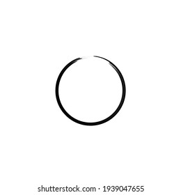 Black enso symbol vector illustration.Stroke Round Shape.Original Freestyle Ring. Hand Painted Brush Stroke Circle.Chinese Oriental Circle. Enso sign isolated on white.