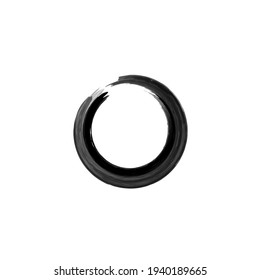 Black enso symbol vector illustration.Stroke Round Shape.Original Freestyle Ring. Hand Painted Brush Stroke Circle.Chinese Oriental Circle. Enso sign isolated on white.