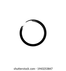 Black enso symbol vector illustration.Stroke Round Shape.Original Freestyle Ring. Hand Painted Brush Stroke Circle.Chinese Oriental Circle. Enso sign isolated on white.