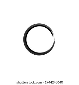 Black enso symbol vector illustration.Stroke Round Shape.Original Freestyle Ring. Hand Painted Brush Stroke Circle.Chinese Oriental Circle. Enso sign isolated on white.