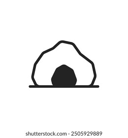 black entrance to the cave simple icon. abstract linear style trend modern graphic art design logotype element isolated on white. concept of dungeon exploration or interesting spelunking pictogram