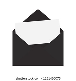 black envelope with blank card- vector illustration