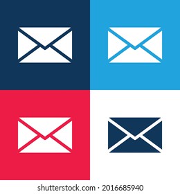 Black Envelope blue and red four color minimal icon set